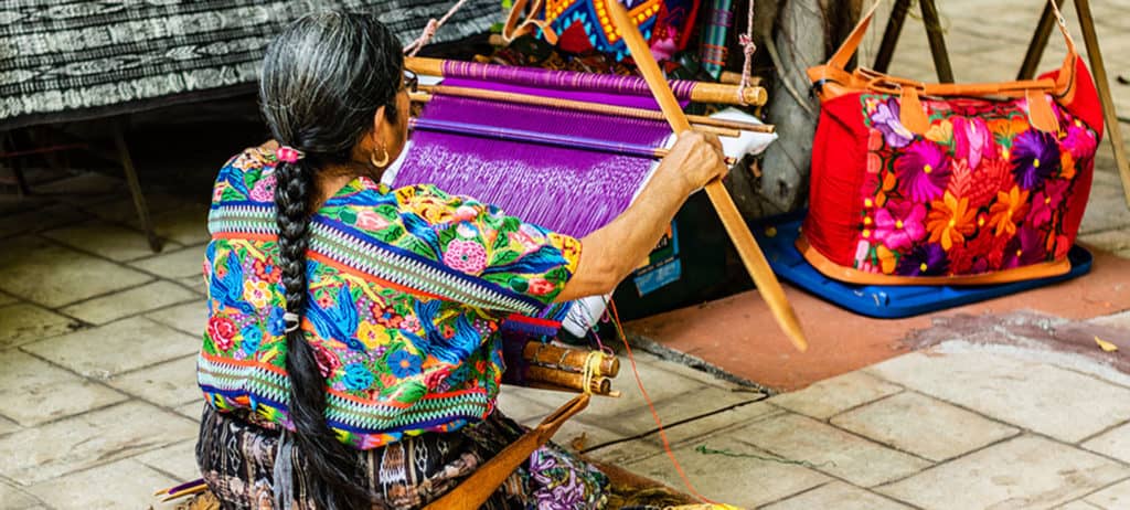 colorful hand weaving Panajachel Guatemala